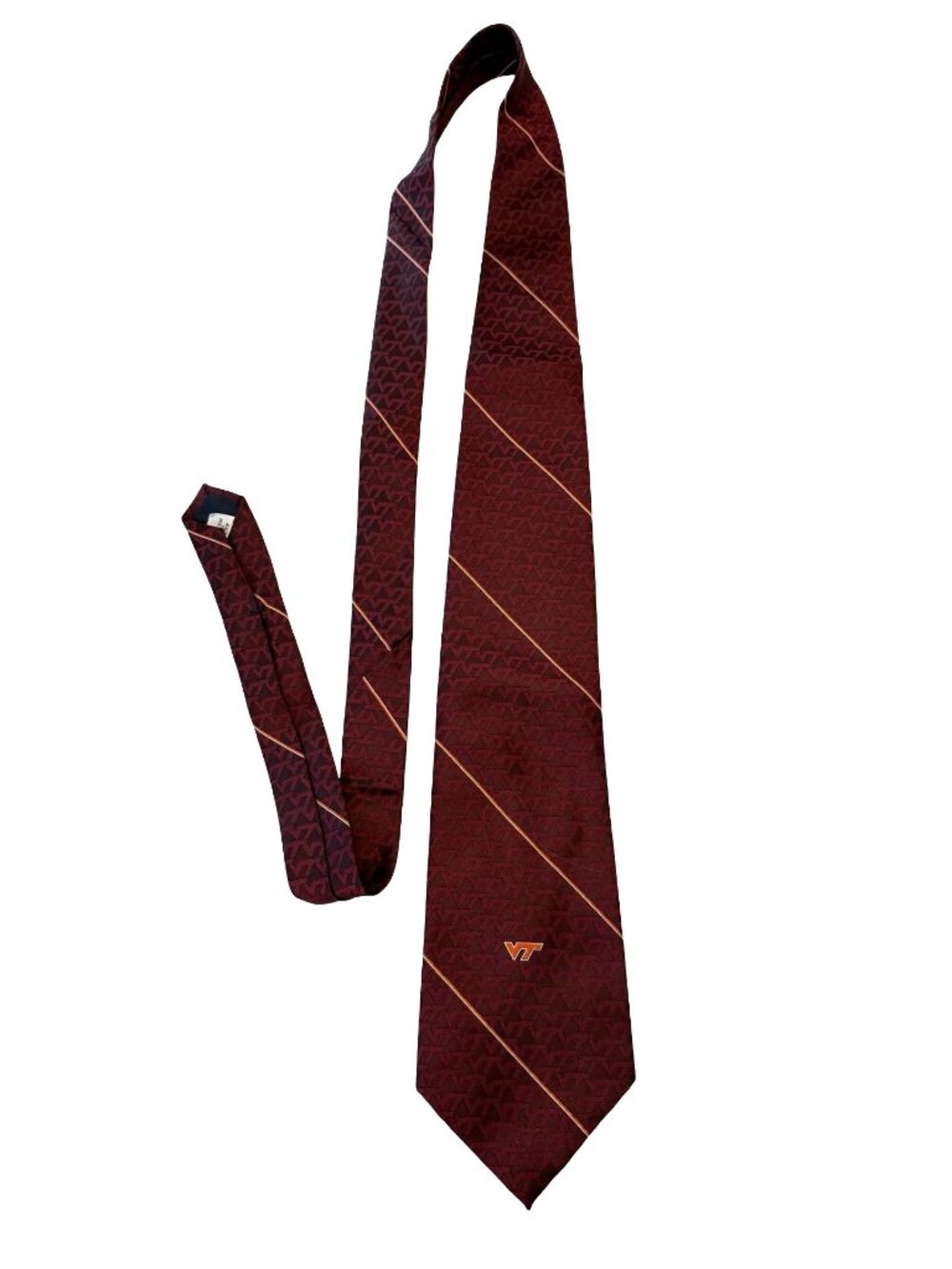 Virginia Tech Hokies VT Logo Necktie Burgundy Geometric Collegiate Made in USA